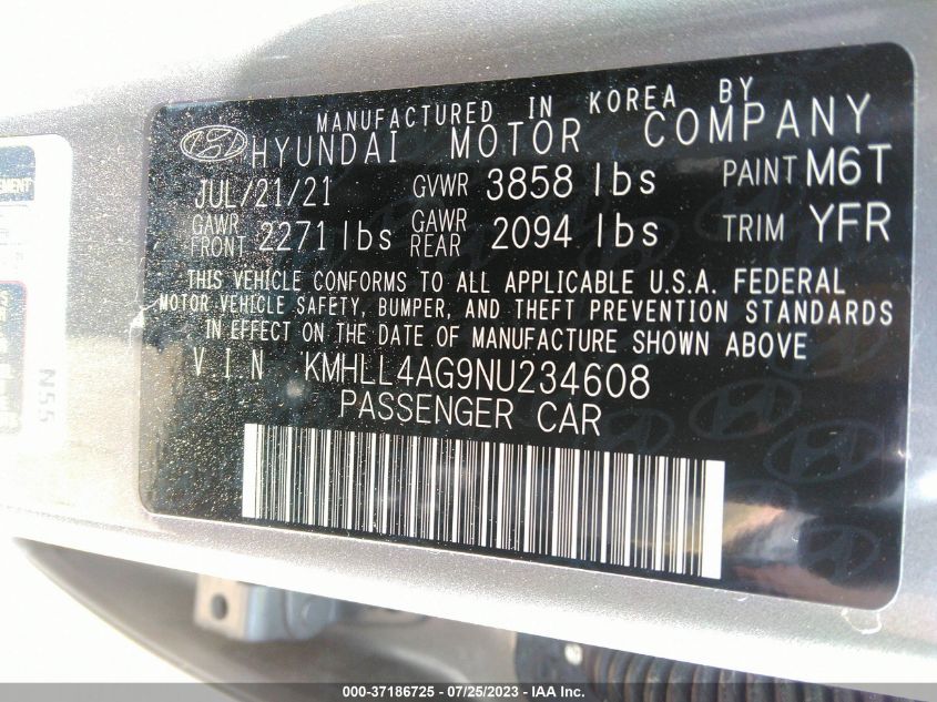 2022 HYUNDAI ELANTRA SE - KMHLL4AG9NU234608
