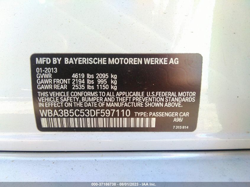 2013 BMW 3 SERIES 328I XDRIVE - WBA3B5C53DF597110