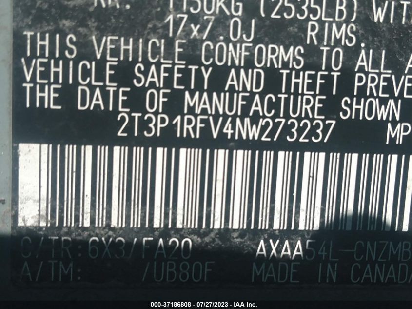 2022 TOYOTA RAV4 XLE - 2T3P1RFV4NW273237