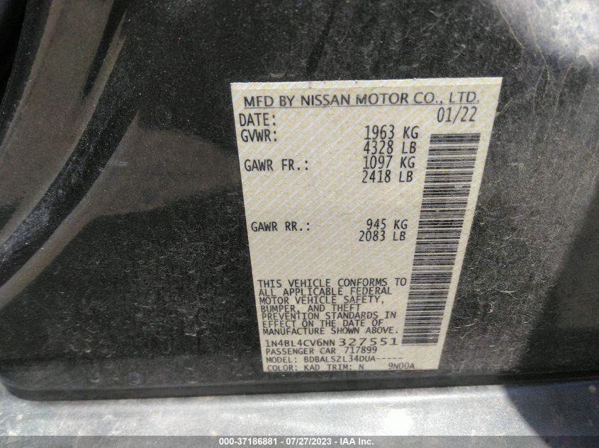 2022 NISSAN ALTIMA 2.5 SR - 1N4BL4CV6NN327551