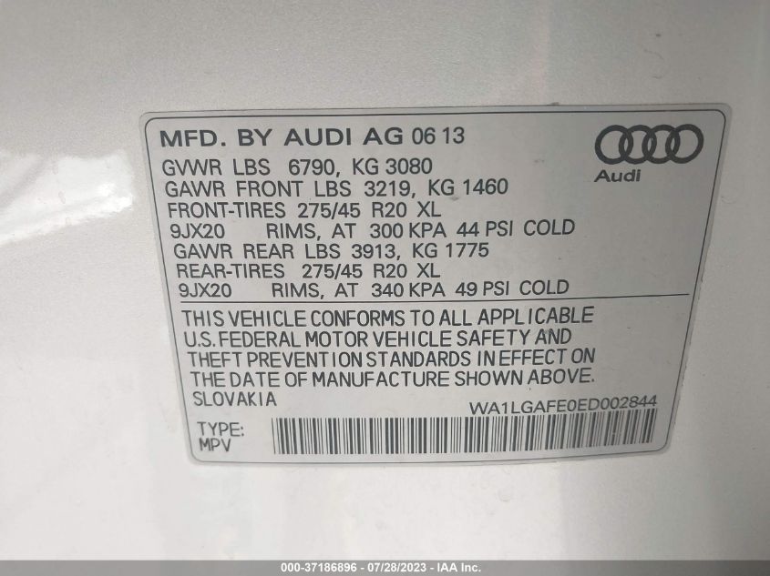 2014 AUDI Q7 3.0T PREMIUM PLUS - WA1LGAFE0ED002844