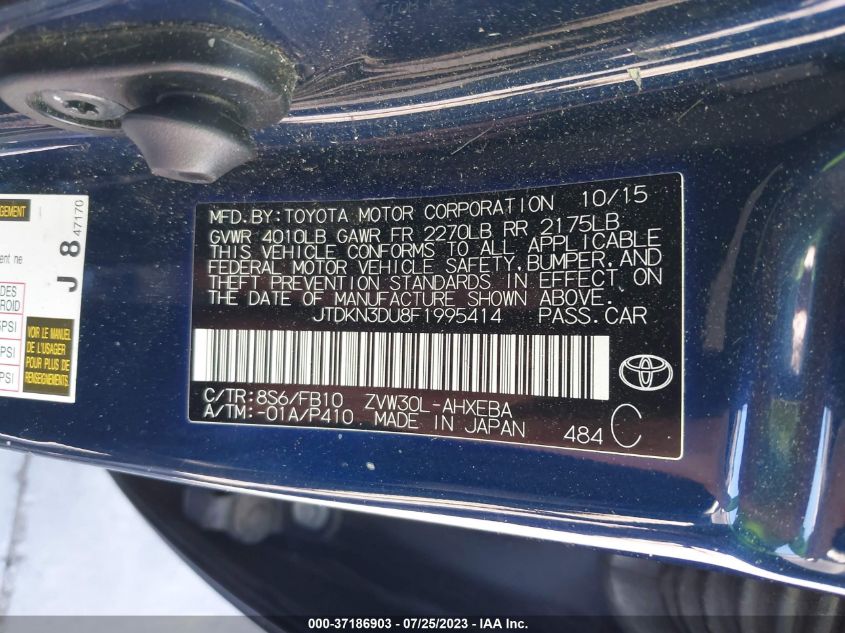 2015 TOYOTA PRIUS FOUR - JTDKN3DU8F1995414