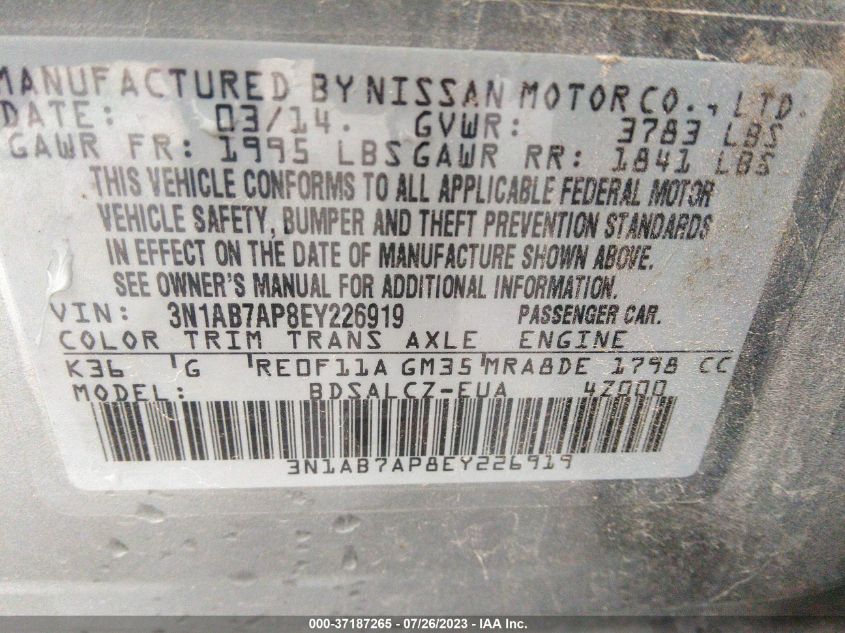 2014 NISSAN SENTRA FE+ S - 3N1AB7AP8EY226919