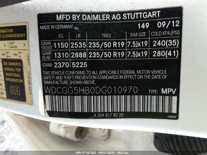 2013 MERCEDES-BENZ GLK-CLASS GLK 350 - WDCGG5HB0DG010970