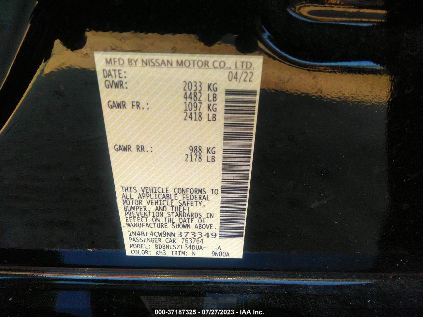 2022 NISSAN ALTIMA 2.5 SR - 1N4BL4CW9NN373349