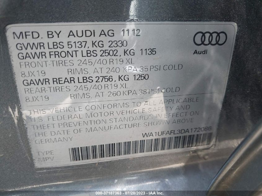 2013 AUDI ALLROAD PREMIUM PLUS - WA1UFAFL3DA172086