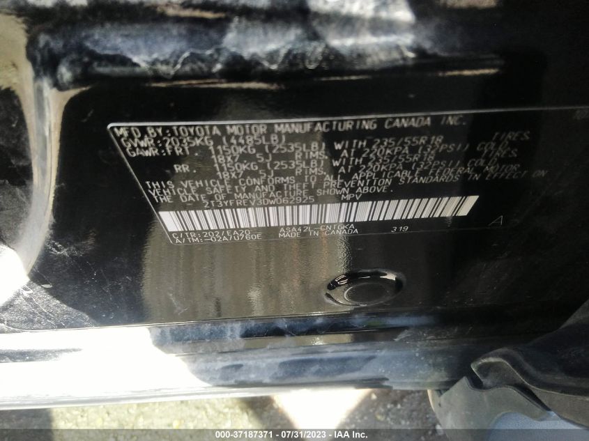 2013 TOYOTA RAV4 LIMITED - 2T3YFREV3DW062925