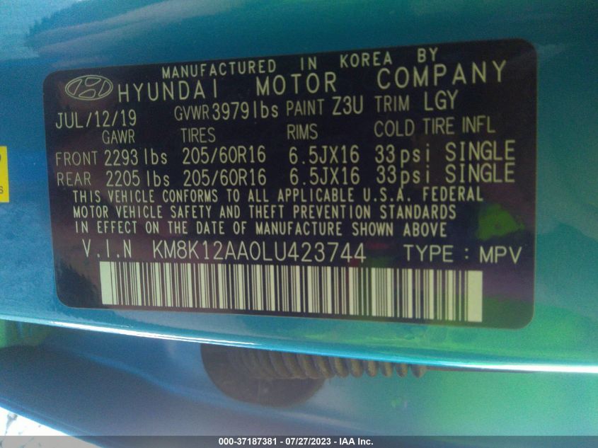 2020 HYUNDAI KONA SE - KM8K12AA0LU423744
