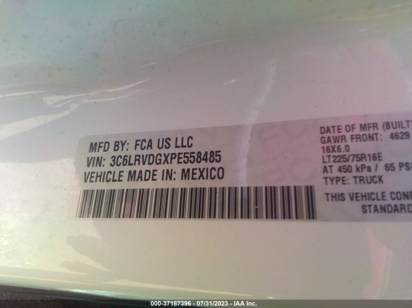 2023 RAM PROMASTER CARGO VAN - 3C6LRVDGXPE558485