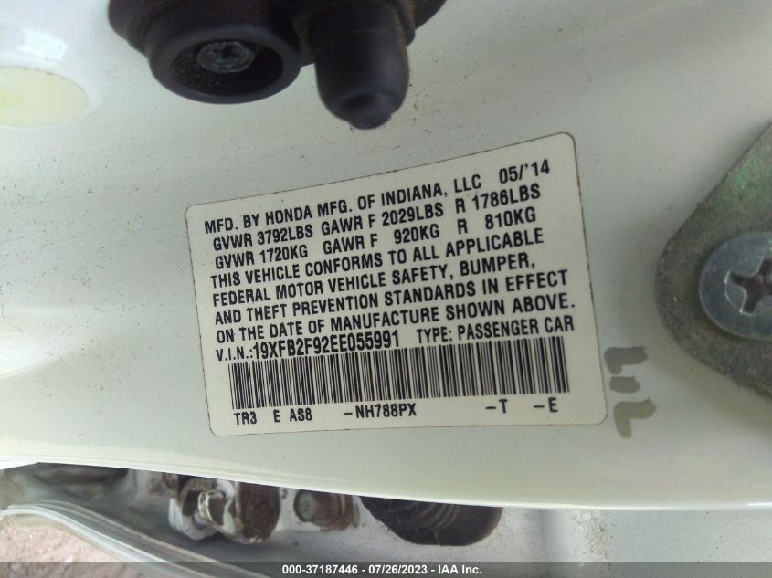 2014 HONDA CIVIC SEDAN EX-L - 19XFB2F92EE055991
