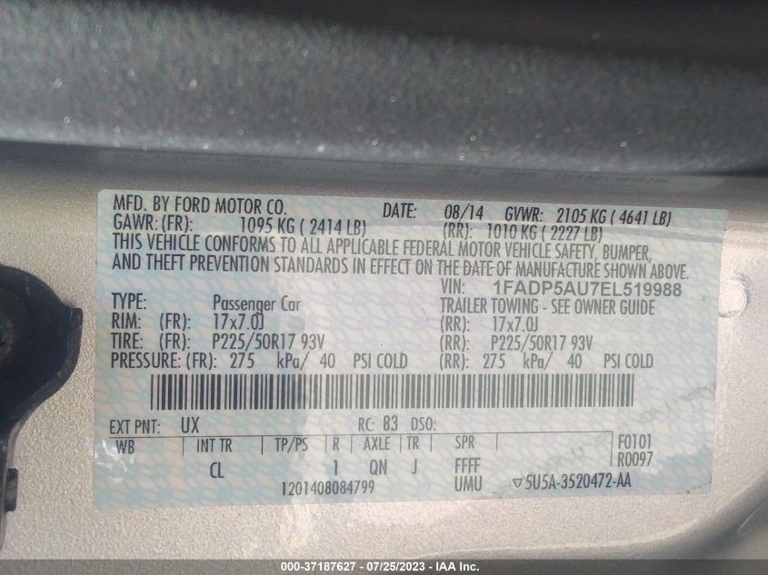 2014 FORD C-MAX HYBRID SE - 1FADP5AU7EL519988