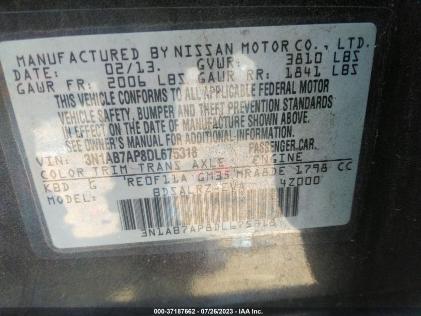 2013 NISSAN SENTRA SR - 3N1AB7AP8DL675318