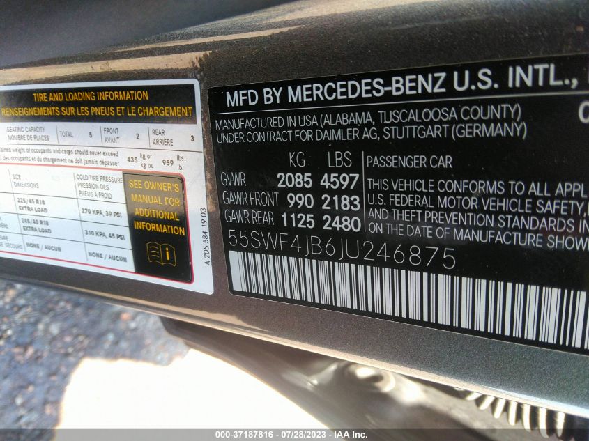 2018 MERCEDES-BENZ C-CLASS C 300 - 55SWF4JB6JU246875