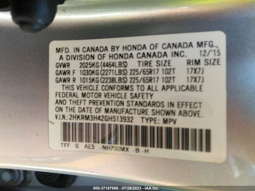 2016 HONDA CR-V SE - 2HKRM3H42GH513932