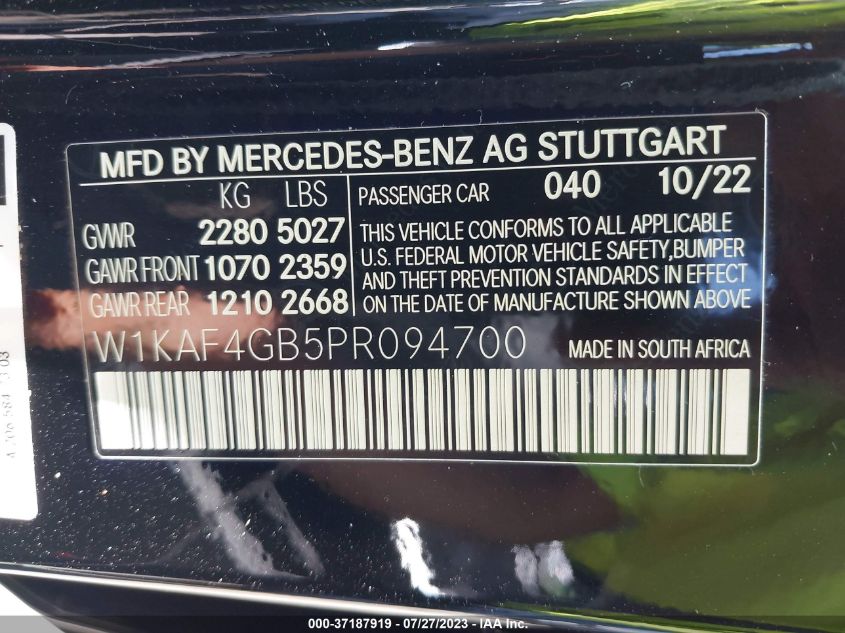 2023 MERCEDES-BENZ C-CLASS C 300 - W1KAF4GB5PR094700