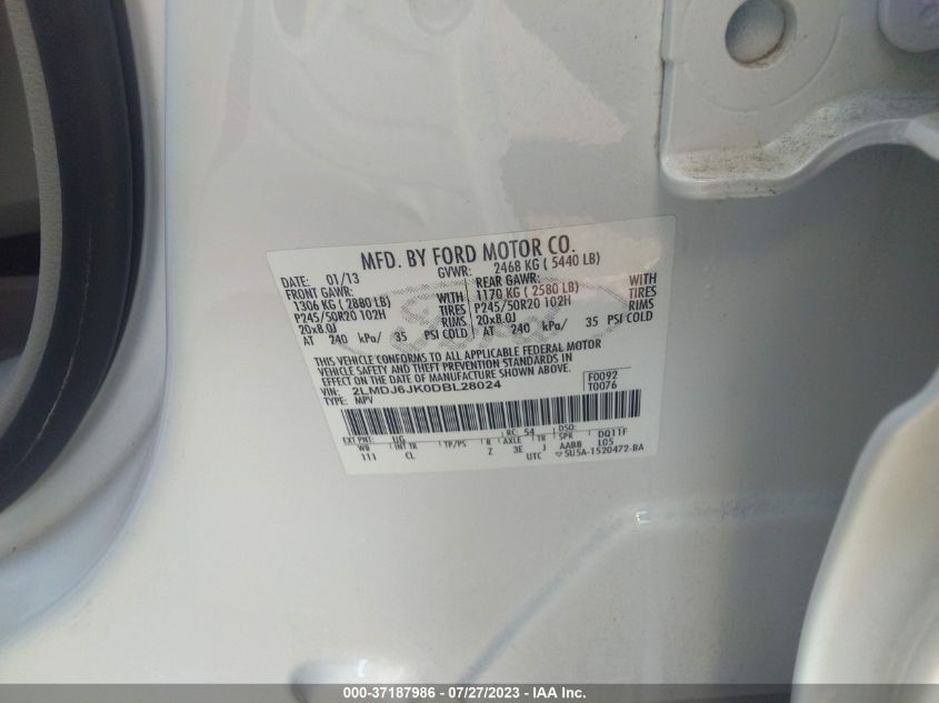 2013 LINCOLN MKX - 2LMDJ6JK0DBL28024