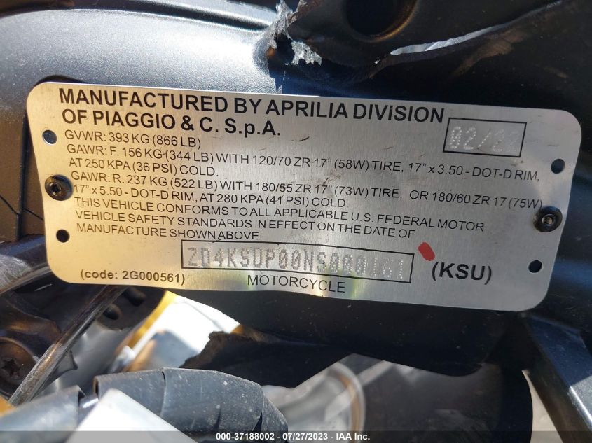 2022 APRILIA RS 660 FACTORY LIMITED ZD4KSUP00NS000161