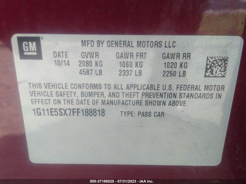 2015 CHEVROLET MALIBU LT - 1G11E5SX7FF188818