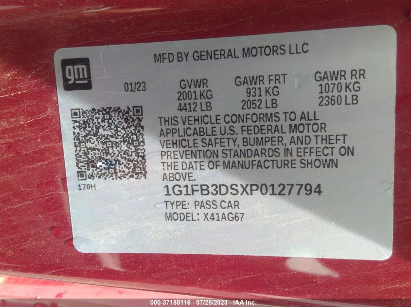 2023 CHEVROLET CAMARO 1LT - 1G1FB3DSXP0127794