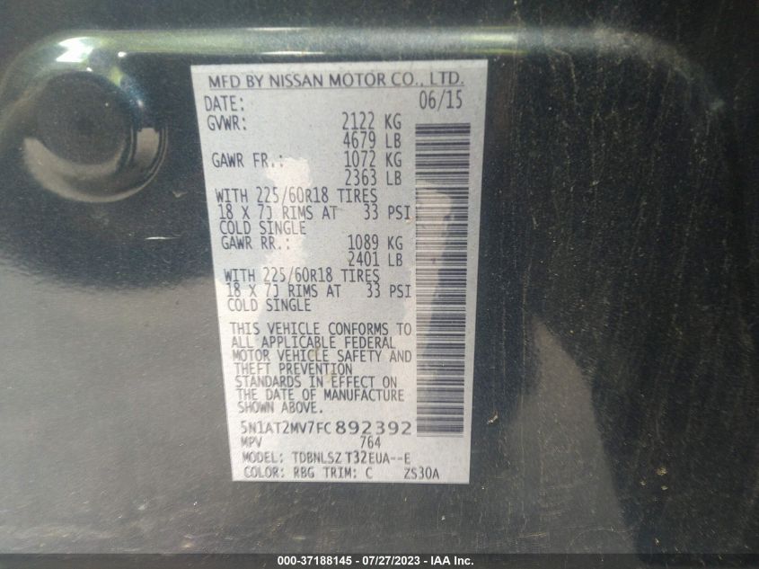 2015 NISSAN ROGUE SL - 5N1AT2MV7FC892392