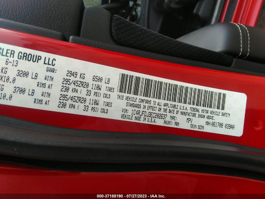 2014 JEEP GRAND CHEROKEE SRT8 - 1C4RJFDJ3EC202637