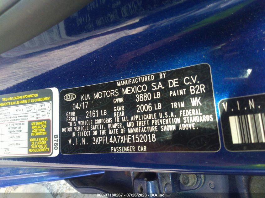 2017 KIA FORTE LX/S - 3KPFL4A7XHE152018