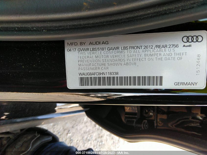 2017 AUDI A6 PREMIUM PLUS - WAUG8AFC8HN118338