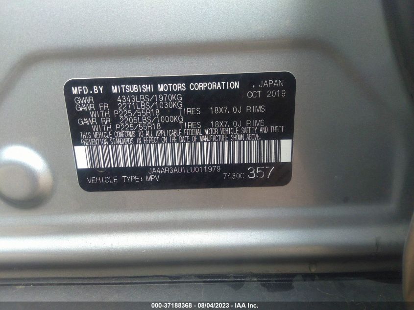 2020 MITSUBISHI OUTLANDER SPORT ES/SE/SP - JA4AR3AU1LU011979