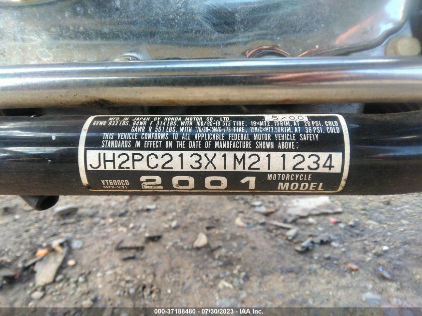 2001 HONDA VT600 CD - JH2PC213X1M211234