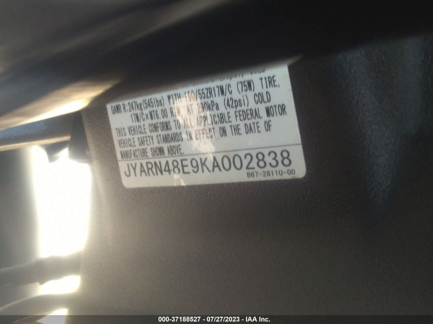 2019 YAMAHA MTN1000 - JYARN48E9KA002838