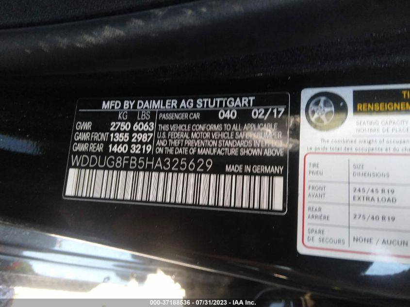 2017 MERCEDES-BENZ S-CLASS S 550 - WDDUG8FB5HA325629