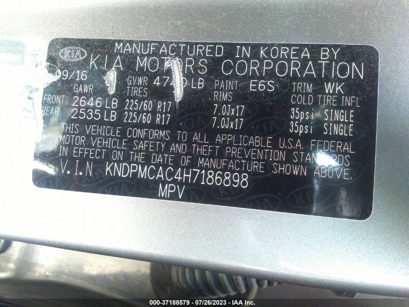 2017 KIA SPORTAGE LX - KNDPMCAC4H7186898