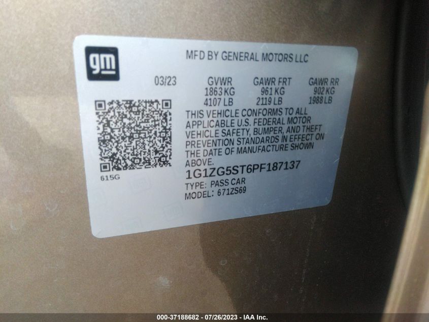2023 CHEVROLET MALIBU RS - 1G1ZG5ST6PF187137