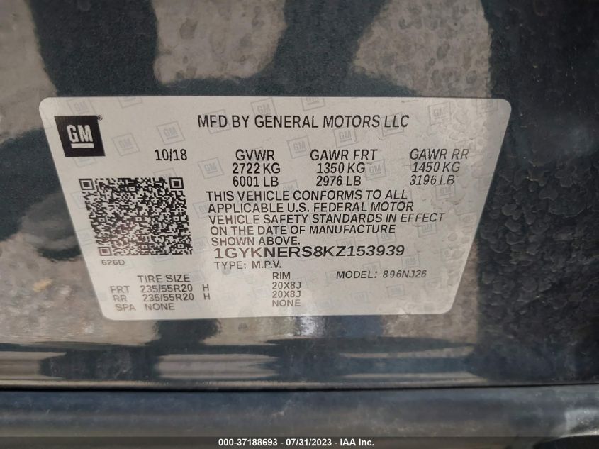 2019 CADILLAC XT5 PREMIUM LUXURY FWD - 1GYKNERS8KZ153939