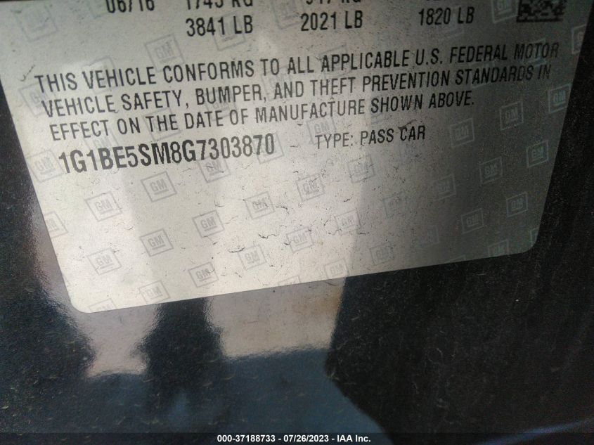 2016 CHEVROLET CRUZE LT - 1G1BE5SM8G7303870