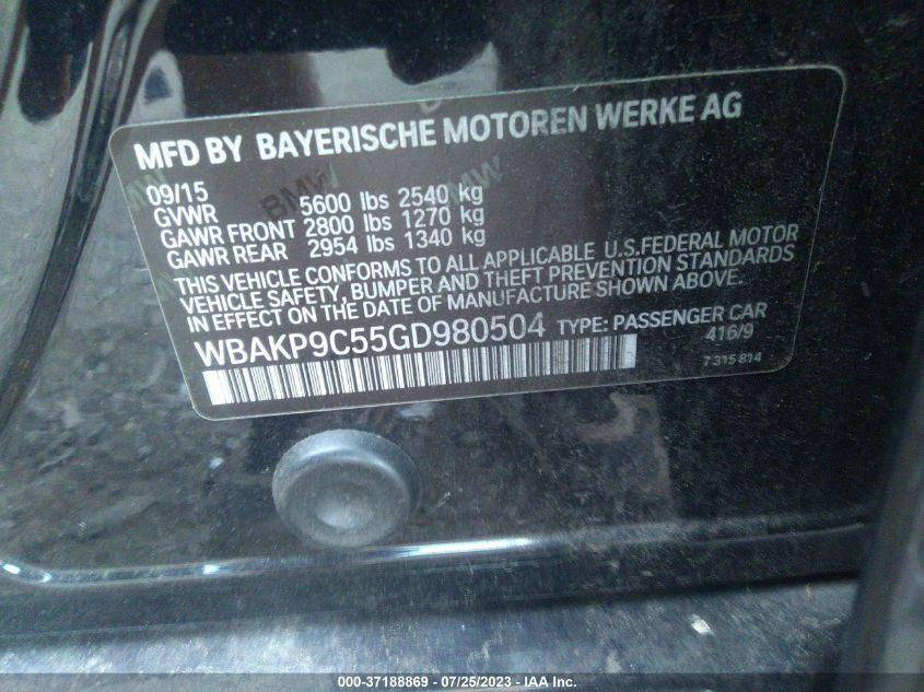 2016 BMW 5 SERIES 550I XDRIVE - WBAKP9C55GD980504