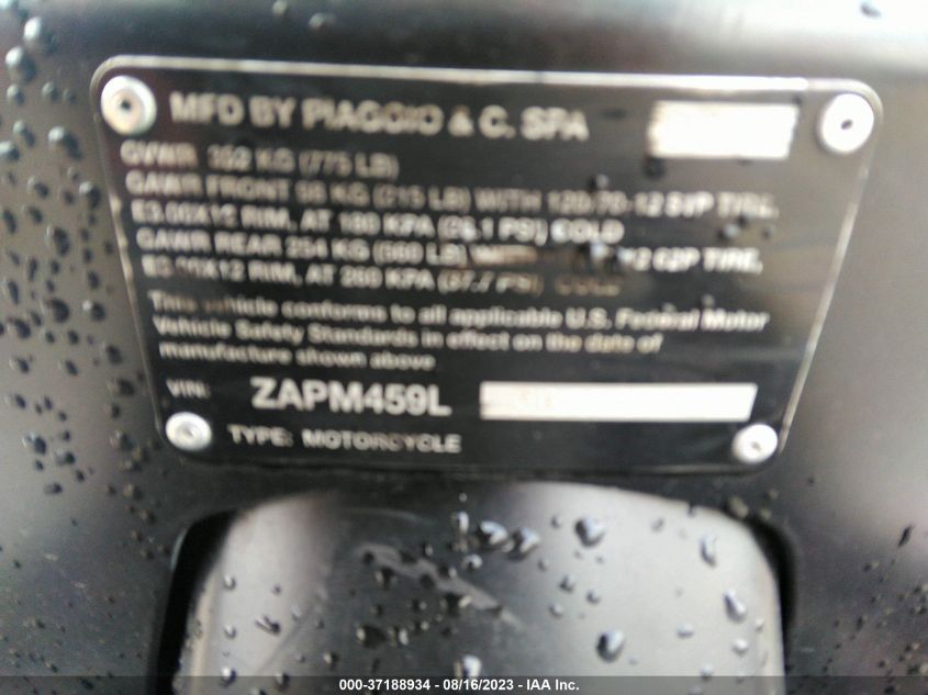 2013 VESPA GTS 300 SUPER ZAPM459L3D5801822