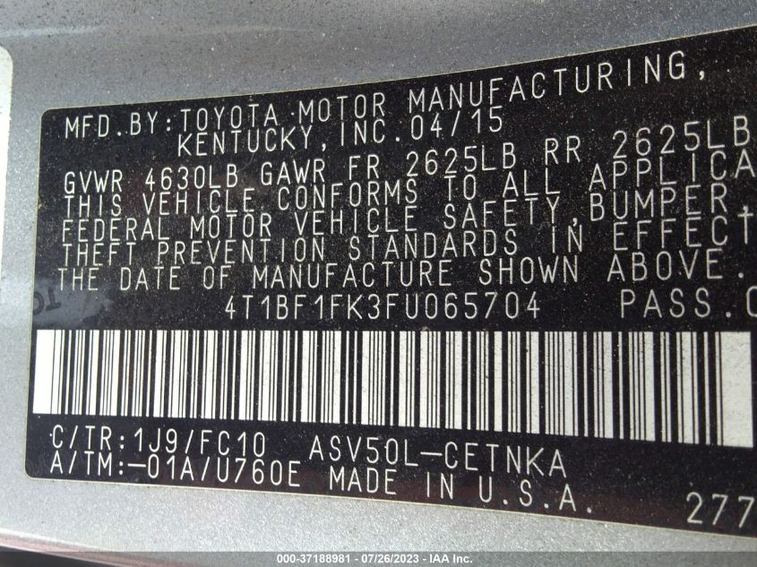 VIN 4T1BF1FK3FU065704 2015 TOYOTA CAMRY no.9