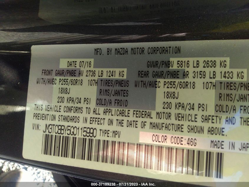 2016 MAZDA CX-9 SPORT - JM3TCBBY5G0115990
