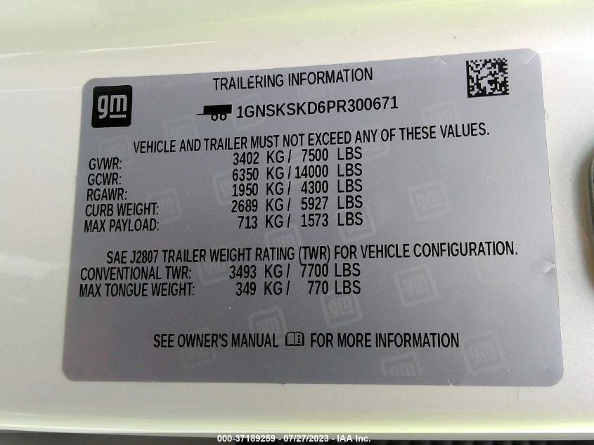 2023 CHEVROLET TAHOE PREMIER - 1GNSKSKD6PR300671