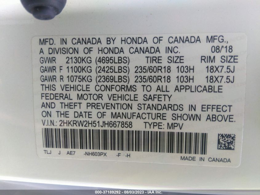 2018 HONDA CR-V EX - 2HKRW2H51JH667858