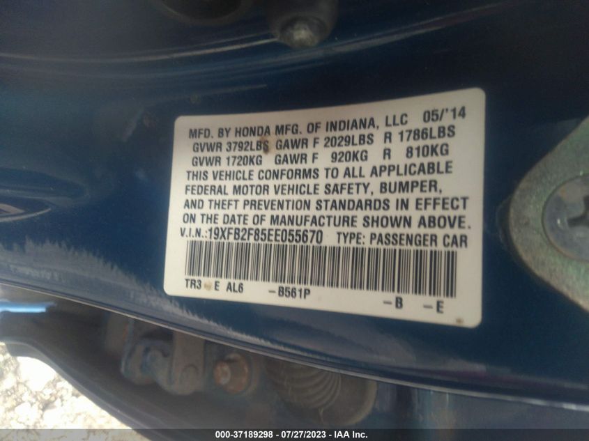 2014 HONDA CIVIC SEDAN EX - 19XFB2F85EE055670