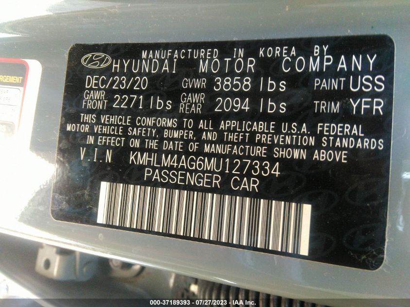 KMHLM4AG6MU127334 Hyundai Elantra SEL 9