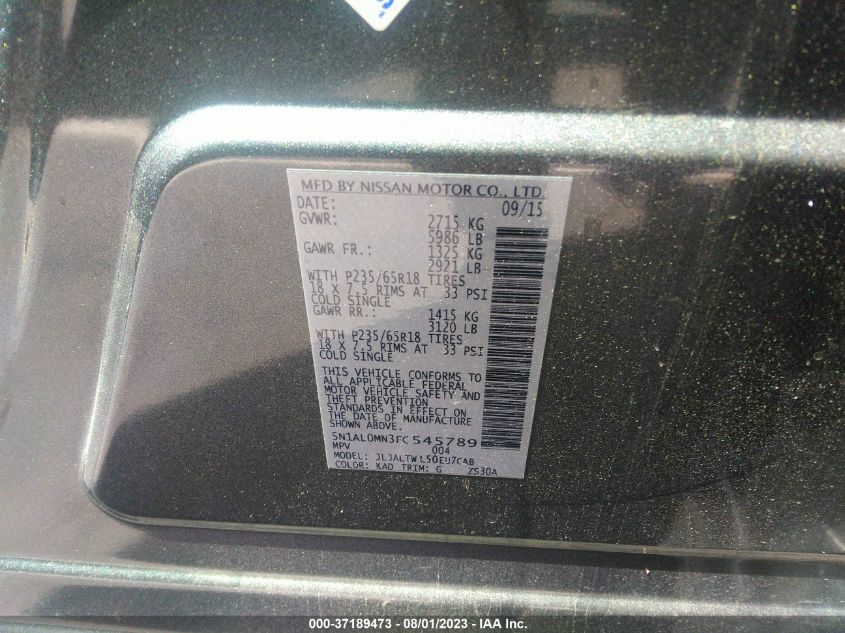 2015 INFINITI QX60 - 5N1AL0MN3FC545789