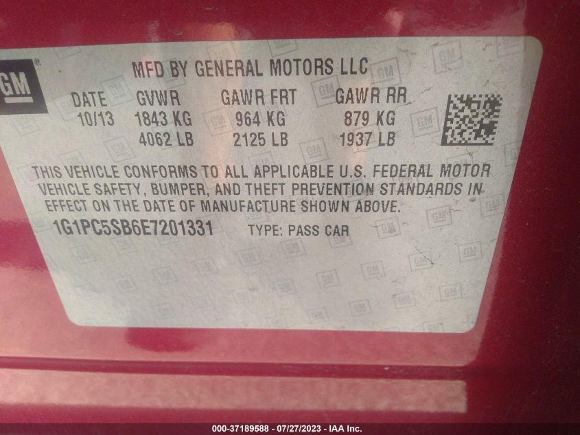 2014 CHEVROLET CRUZE 1LT - 1G1PC5SB6E7201331