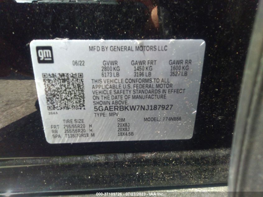 2022 BUICK ENCLAVE ESSENCE - 5GAERBKW7NJ187927