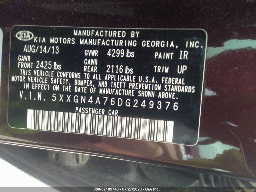 2013 KIA OPTIMA EX - 5XXGN4A76DG249376