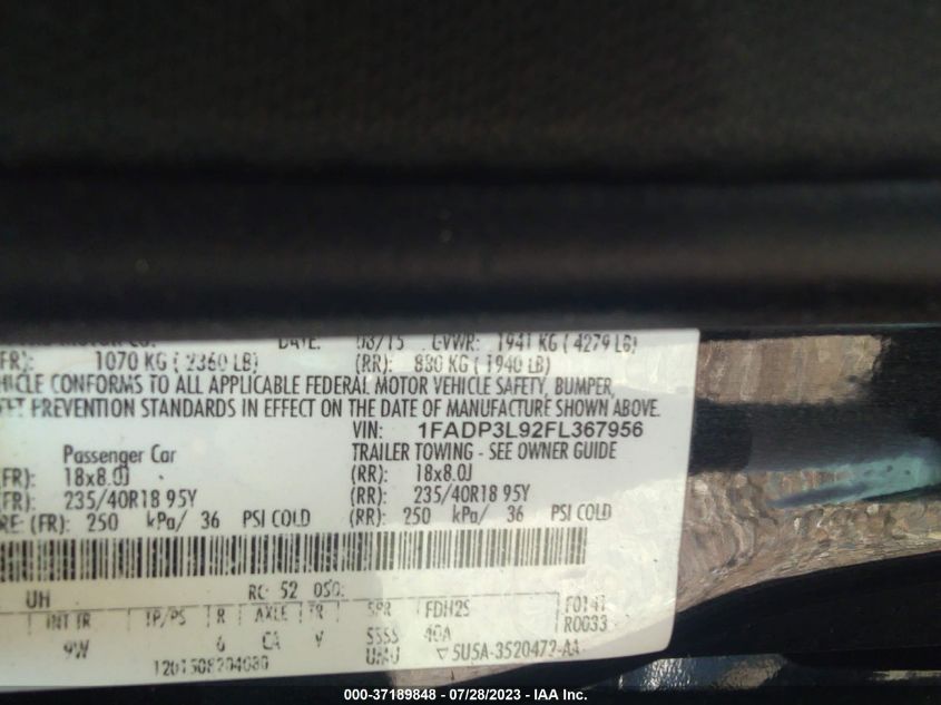 2015 FORD FOCUS ST - 1FADP3L92FL367956