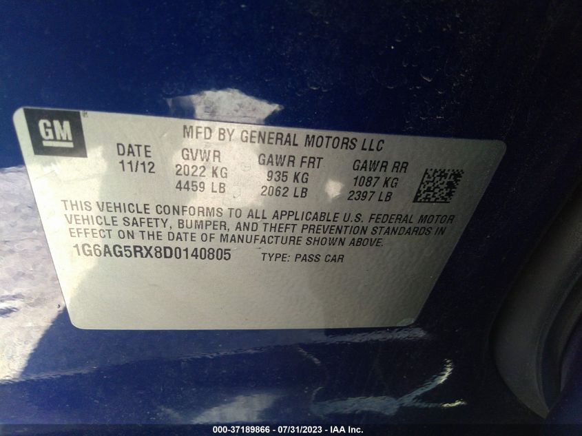 2013 CADILLAC ATS - 1G6AG5RX8D0140805