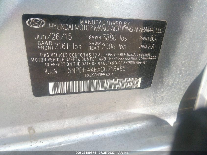 2016 HYUNDAI ELANTRA SE - 5NPDH4AEXGH718485